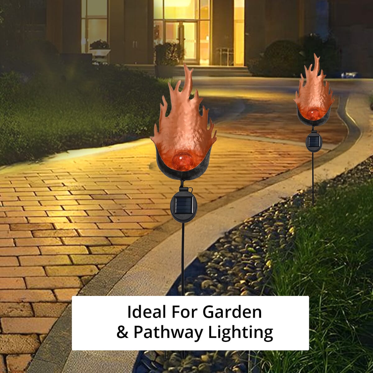 Flame Shaped Solar Garden Fire Effect Stake LED Light  image number 4