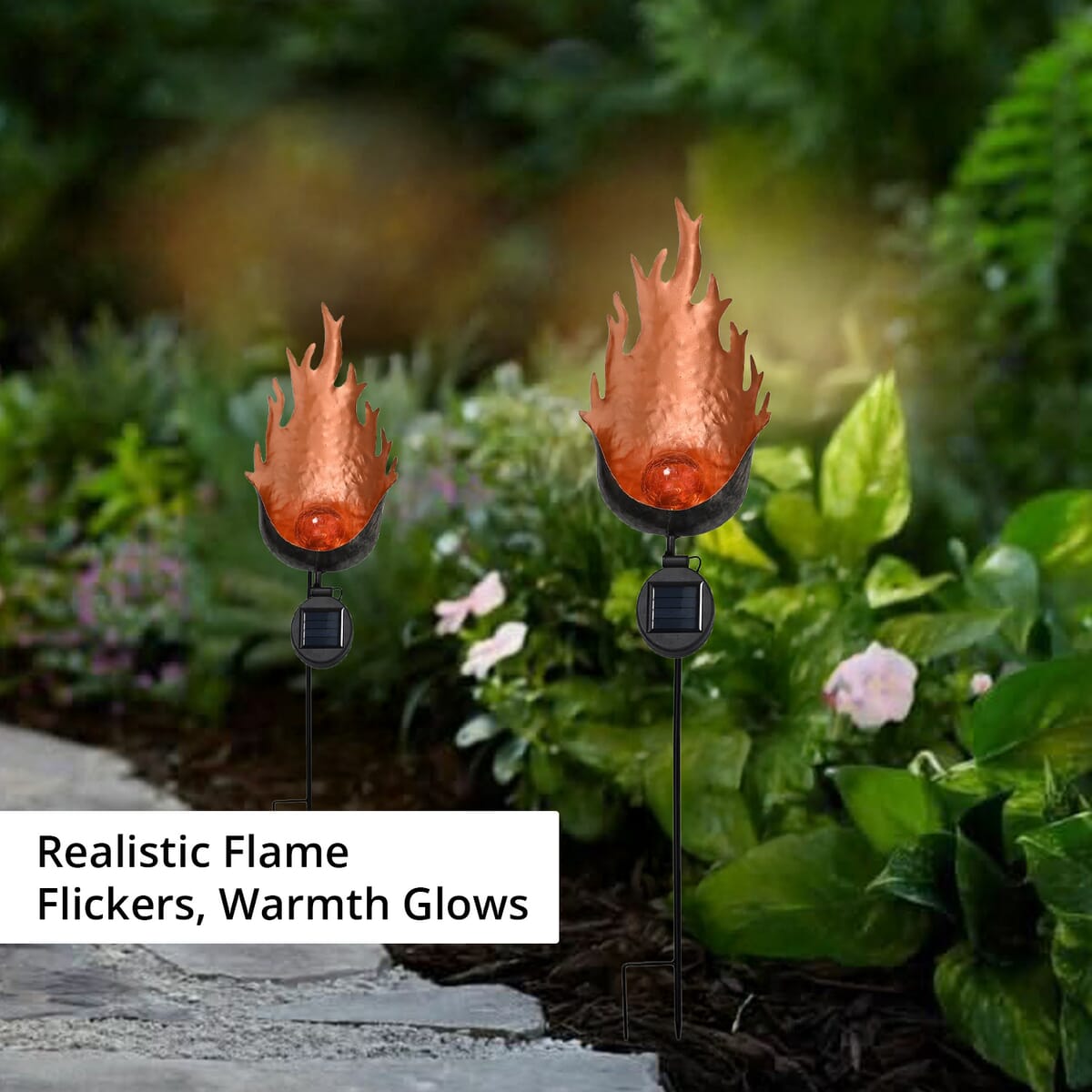 Flame Shaped Solar Garden Fire Effect Stake LED Light  image number 5