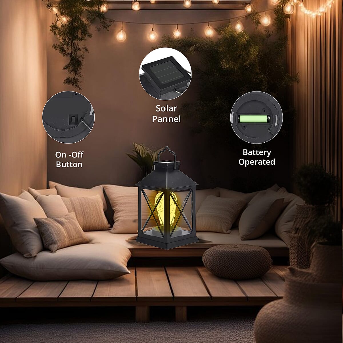 White LED String Lights Solar Lantern image number 4