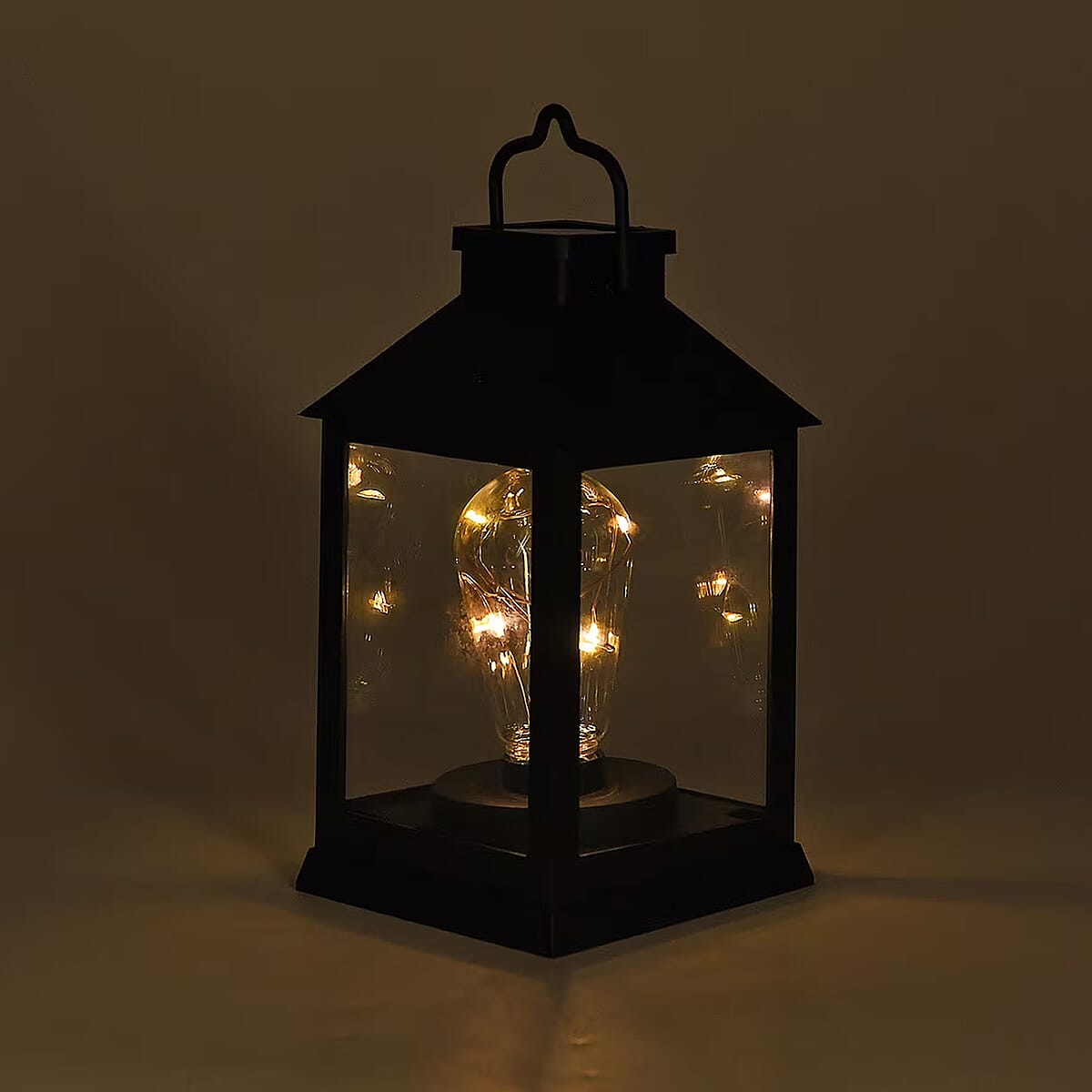 Black LED String Lights Solar Lantern (4.1x4.1x7.3) image number 1