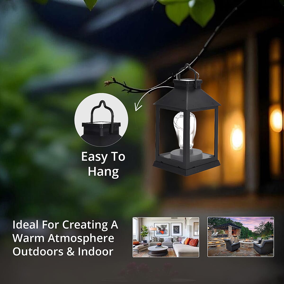 Black LED String Lights Solar Lantern (4.1x4.1x7.3) image number 2