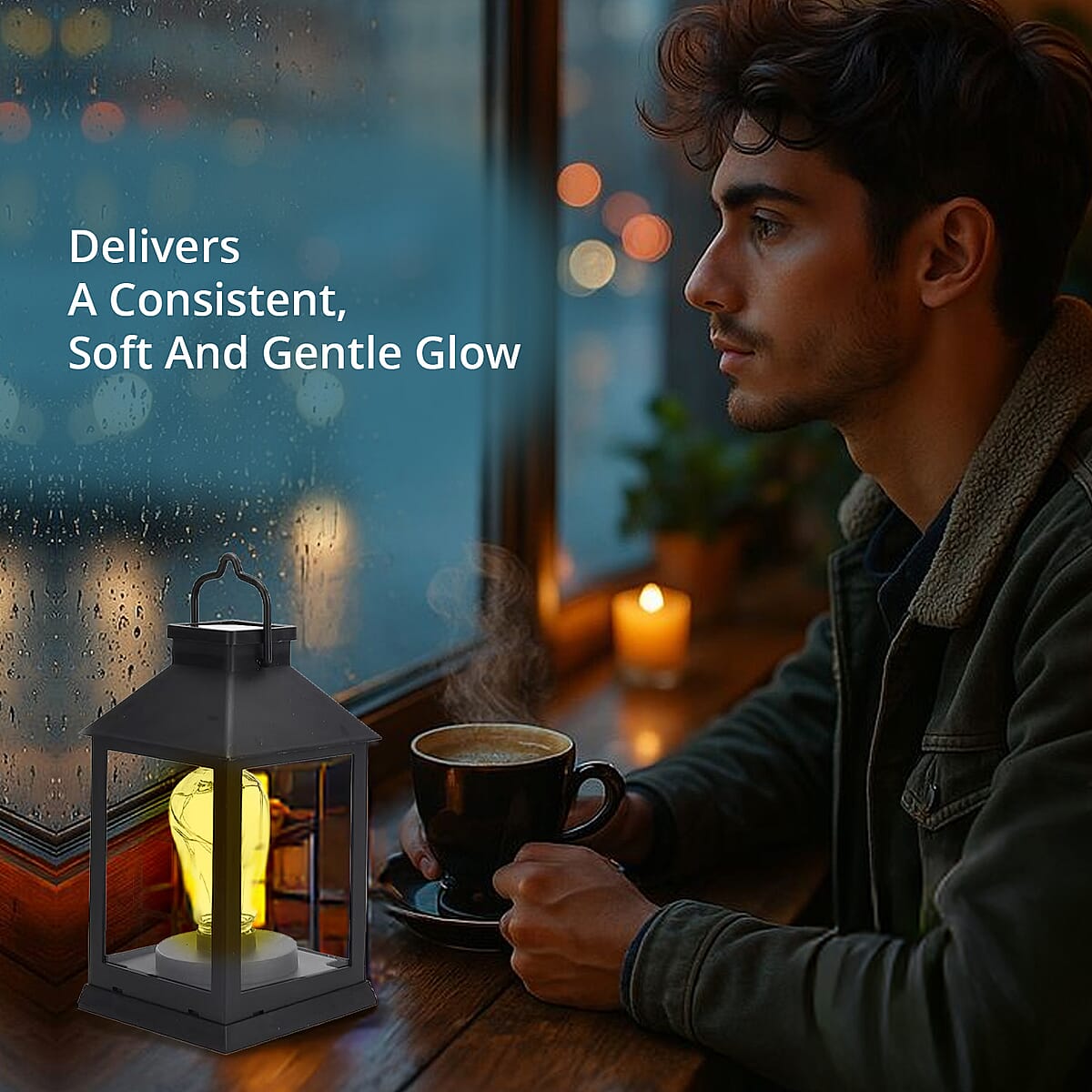 Black LED String Lights Solar Lantern (4.1x4.1x7.3) image number 5