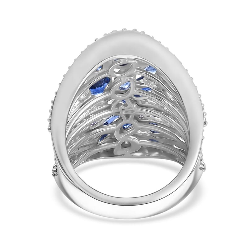 GP Celestial Dream Collection Kyanite and Multi Gemstone 7.00 ctw Starry Night Ring in Rhodium Over Sterling Silver (Size 10.0)