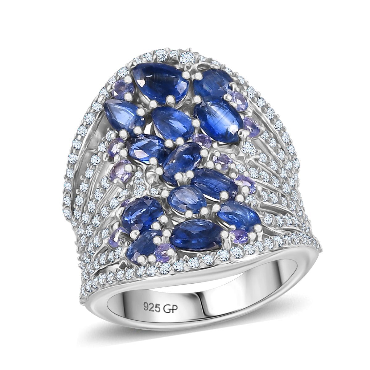 GP Celestial Dream Collection Kyanite and Multi Gemstone 7.00 ctw Starry Night Ring in Rhodium Over Sterling Silver (Size 8.0) image number 0