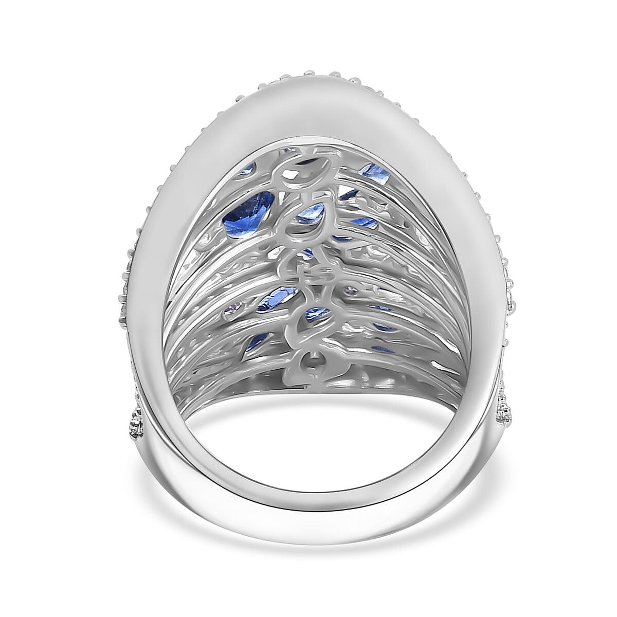 GP Celestial Dream Collection Kyanite and Multi Gemstone 7.00 ctw Starry Night Ring in Rhodium Over Sterling Silver (Size 9.0) image number 4