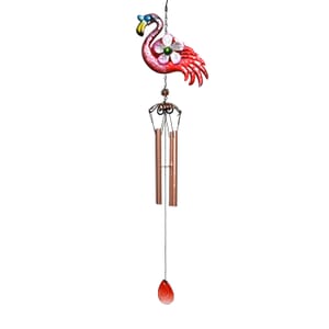 Red with Multi Color Iron and Glass Wind Chime - Flamingo