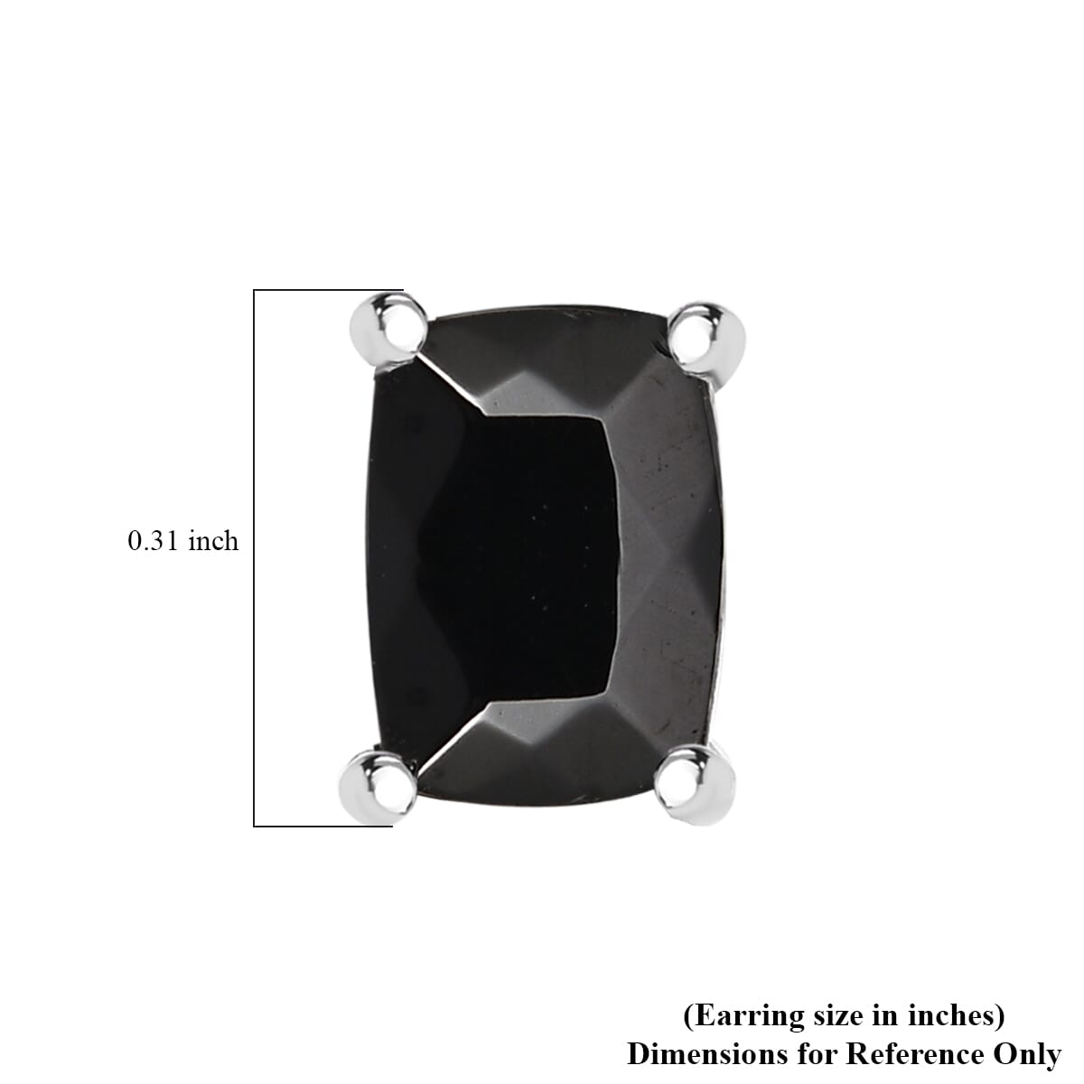 D'Joy Elite Shungite 1.00 ctw Solitaire Stud Earrings in Rhodium Over Sterling Silver image number 4