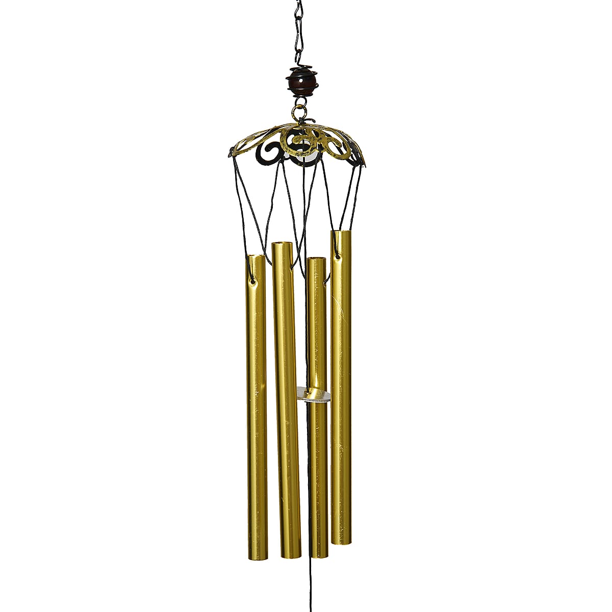 Yellow with Multi Color Iron and Glass Wind Chime - Owl image number 3