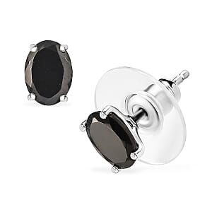 D'Joy Elite Shungite 0.90 ctw Solitaire Stud Earrings in Rhodium Over Sterling Silver