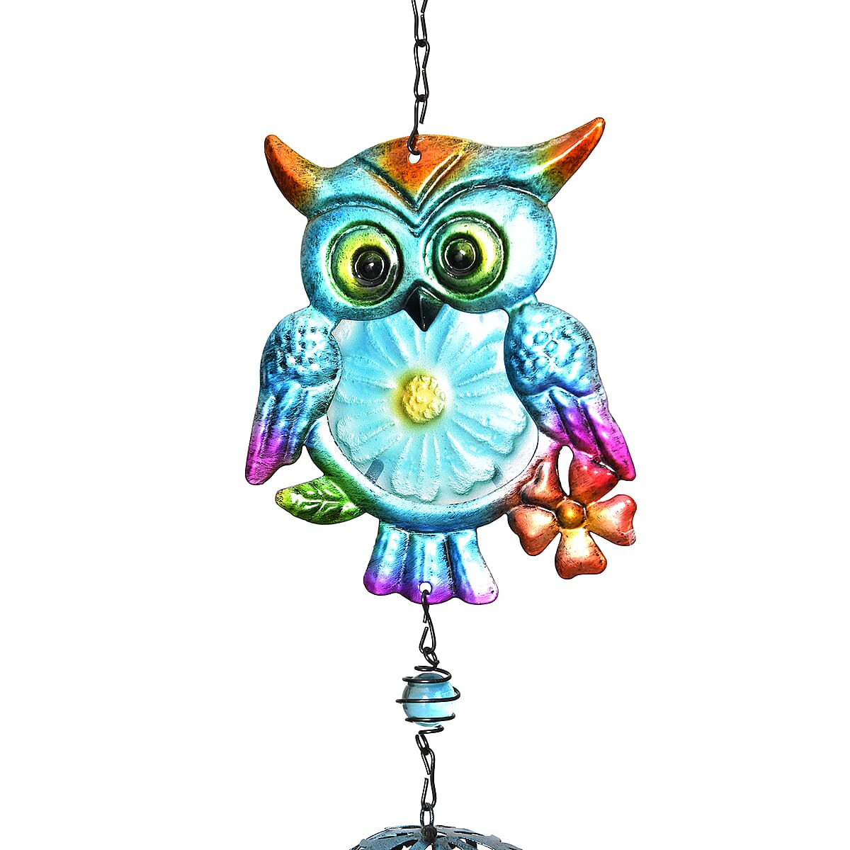 Multi Color Iron and Glass Wind Chime - Owl image number 2