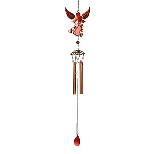 Red with Multi Color Iron and Glass Wind Chime - Angel