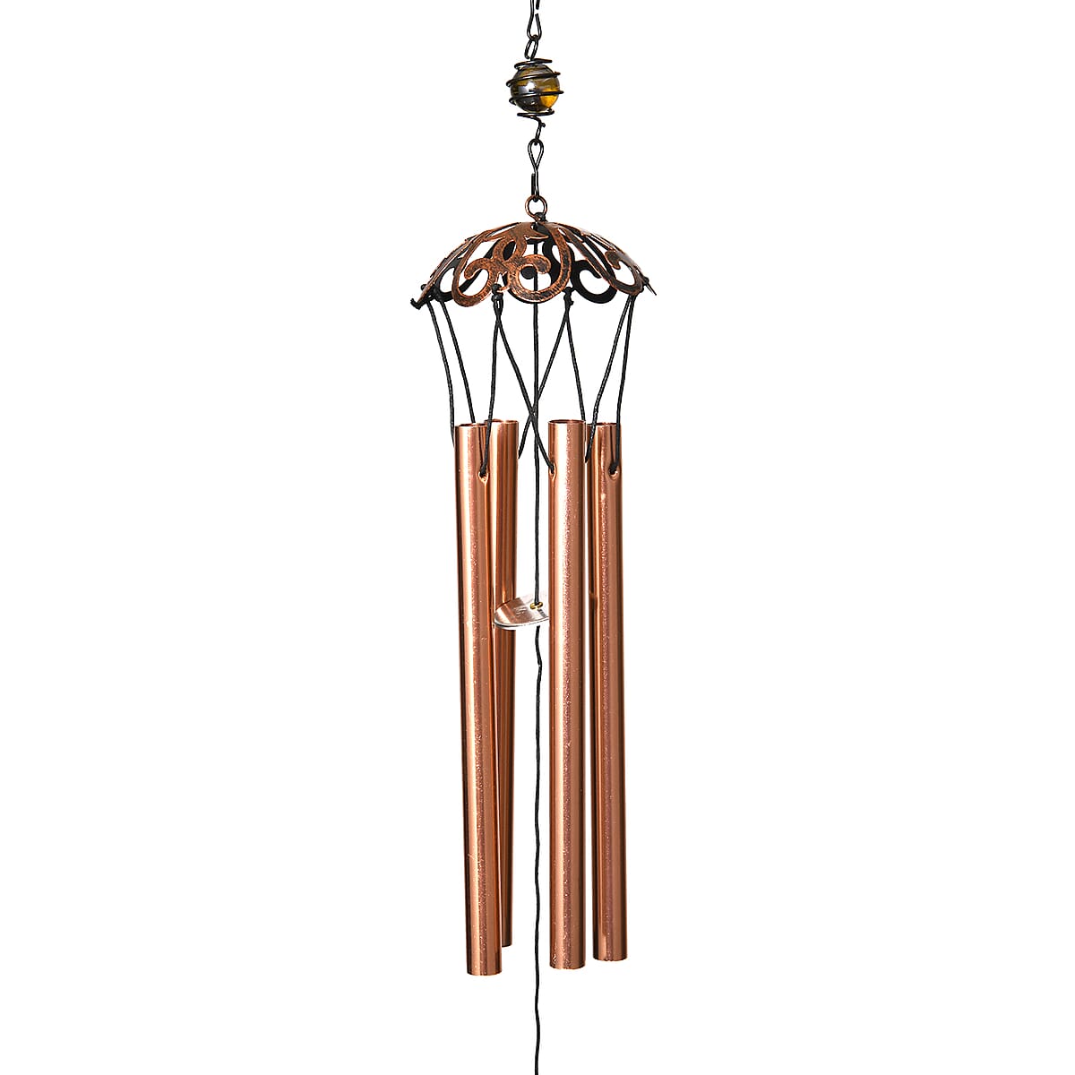 Red with Multi Color Iron and Glass Wind Chime - Angel image number 3