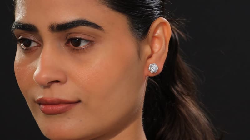 D'Joy Crisantemo Cut Moissanite 3.35 ctw Floral Cascade Earrings in Rhodium Over Sterling Silver