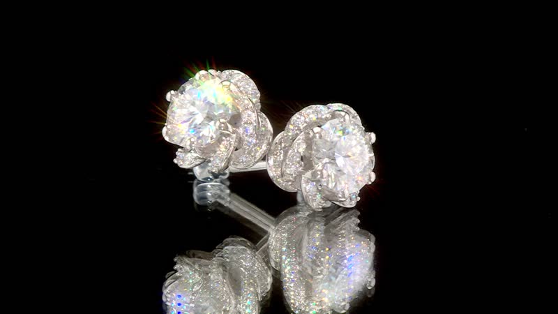D'Joy Crisantemo Cut Moissanite 3.35 ctw Floral Cascade Earrings in Rhodium Over Sterling Silver