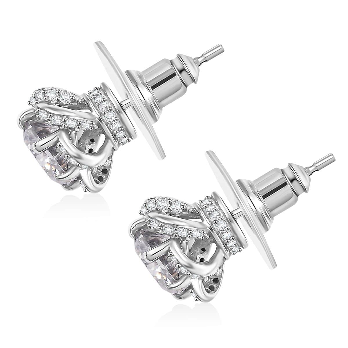 Crisantemo Cut Moissanite 3.35 ctw Floral Cascade Earrings in Rhodium Over Sterling Silver image number 3