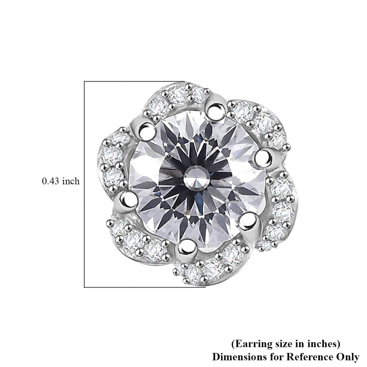 Crisantemo Cut Moissanite 3.35 ctw Floral Cascade Earrings in Rhodium Over Sterling Silver image number 4