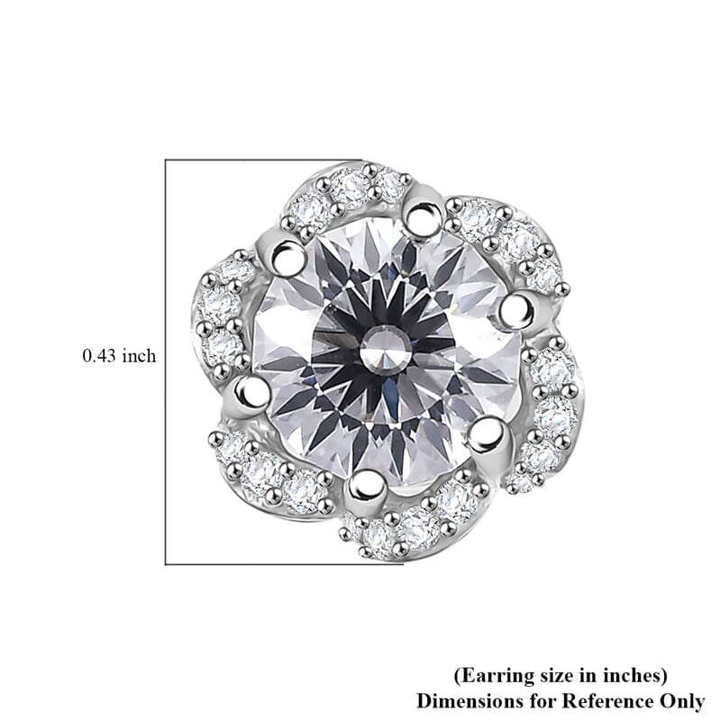 D'Joy Crisantemo Cut Moissanite 3.35 ctw Floral Cascade Earrings in Rhodium Over Sterling Silver