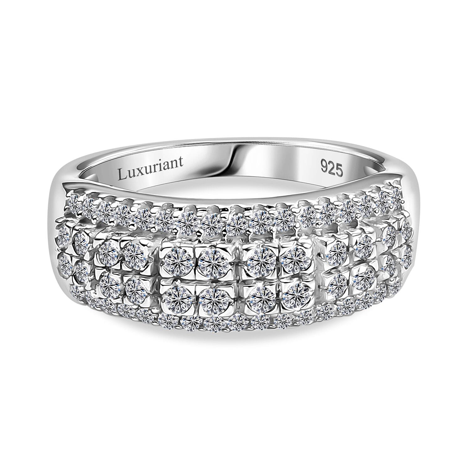 Luxuriant Lab Grown Diamond G-H SI 1.00 ctw Ring in Rhodium Over Sterling Silver (Size 9.0)
