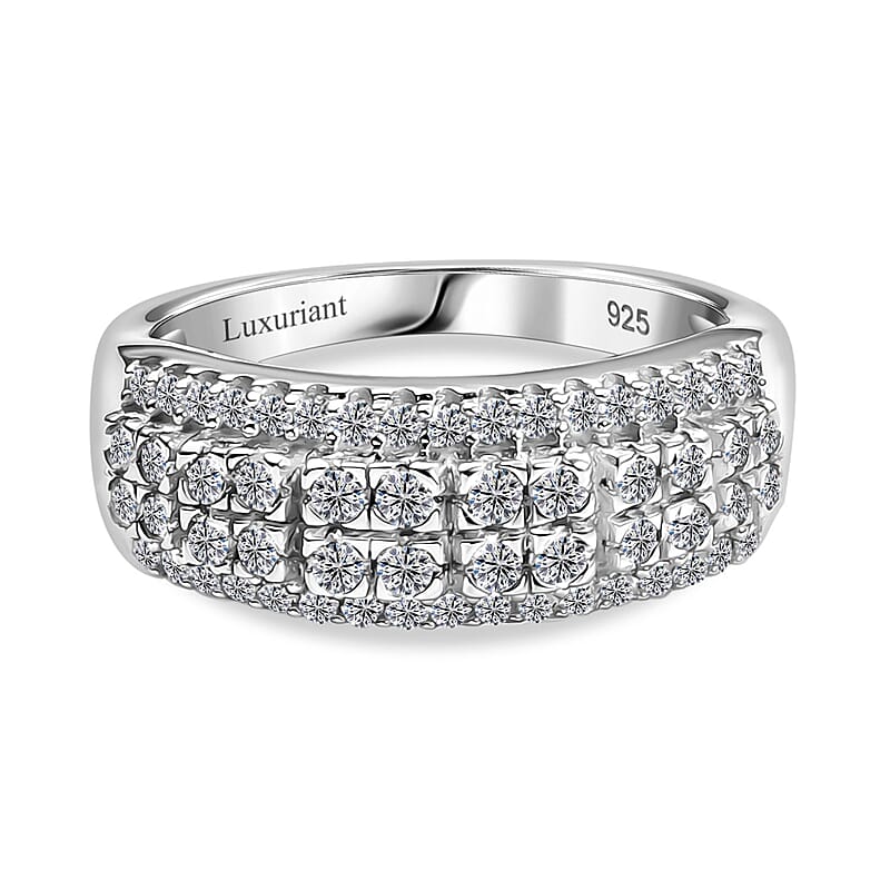 Luxuriant Lab Grown Diamond G-H SI 1.00 ctw Ring in Rhodium Over Sterling Silver (Size 9.0)