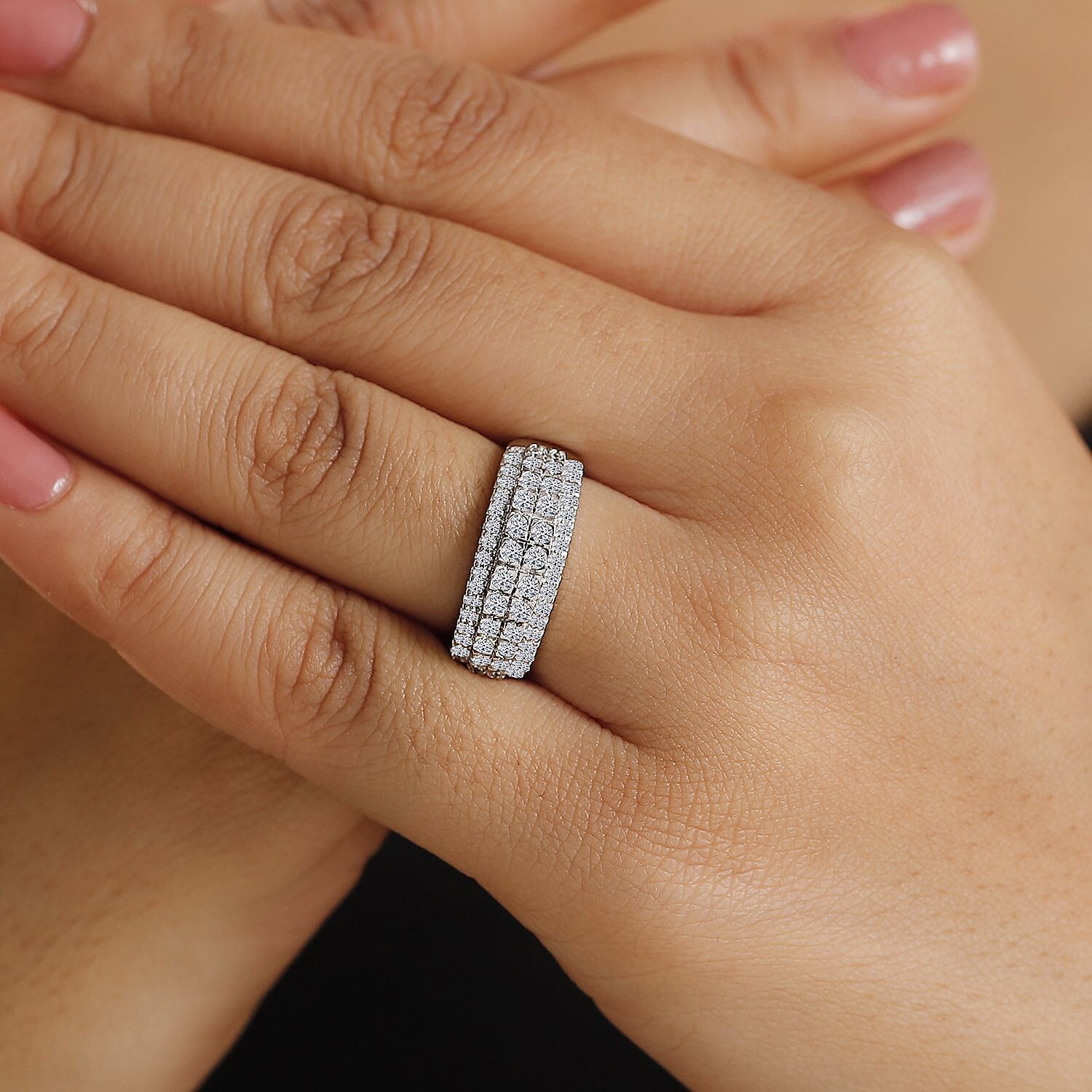 Luxuriant Lab Grown Diamond G-H SI 1.00 ctw Ring in Rhodium Over Sterling Silver (Size 9.0)