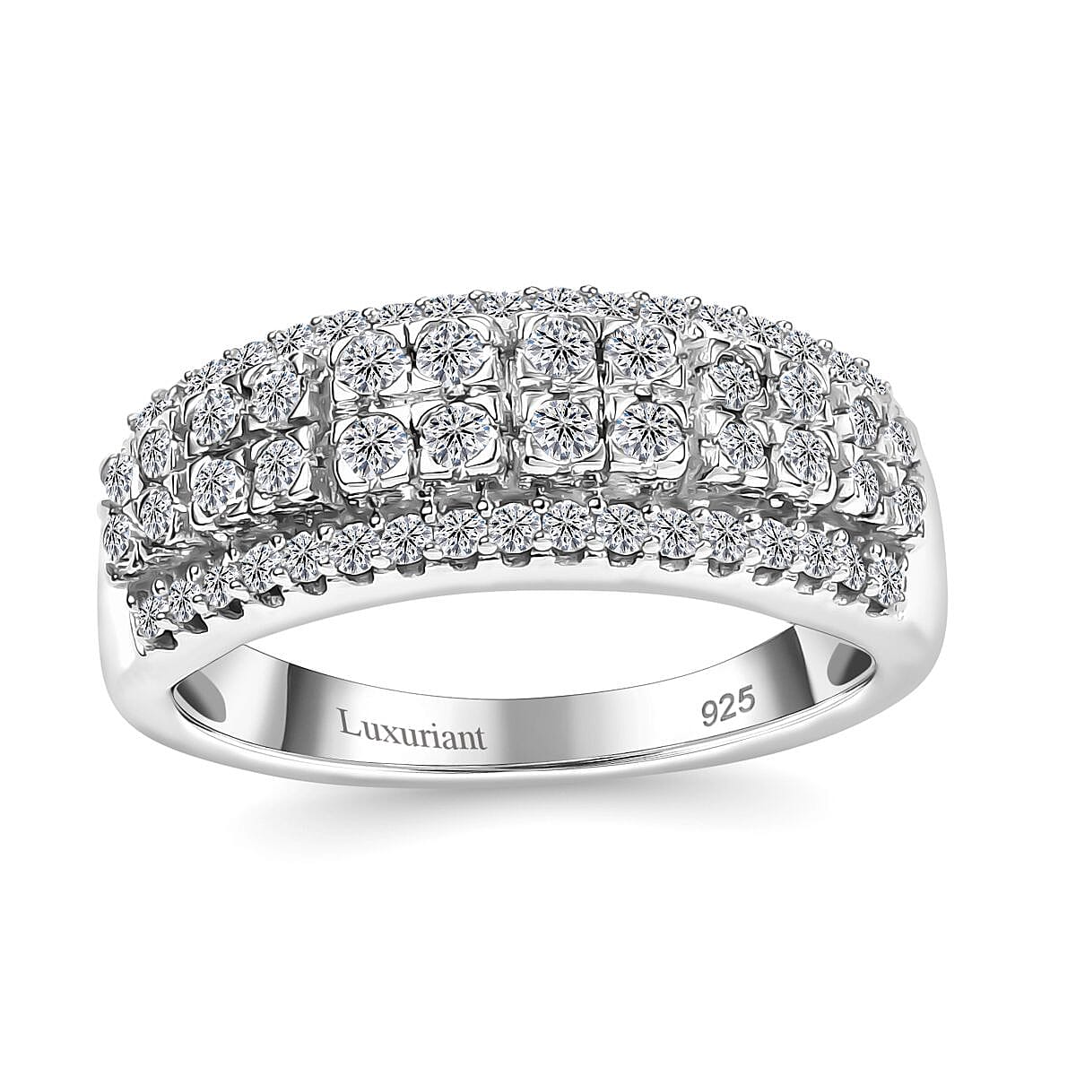 Luxuriant Lab Grown Diamond G-H SI 1.00 ctw Ring in Rhodium Over Sterling Silver (Size 9.0)