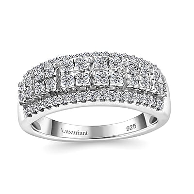 Luxuriant Lab Grown Diamond G-H SI 1.00 ctw Ring in Rhodium Over Sterling Silver (Size 9.0)
