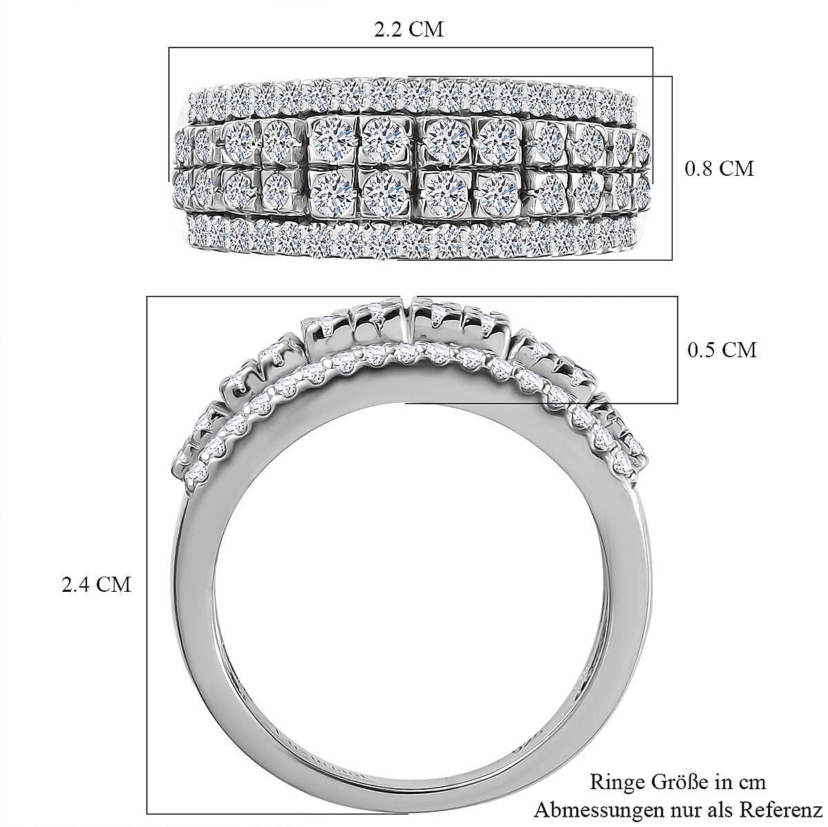 Luxuriant Lab Grown Diamond G-H SI 1.00 ctw Ring in Rhodium Over Sterling Silver (Size 9.0)
