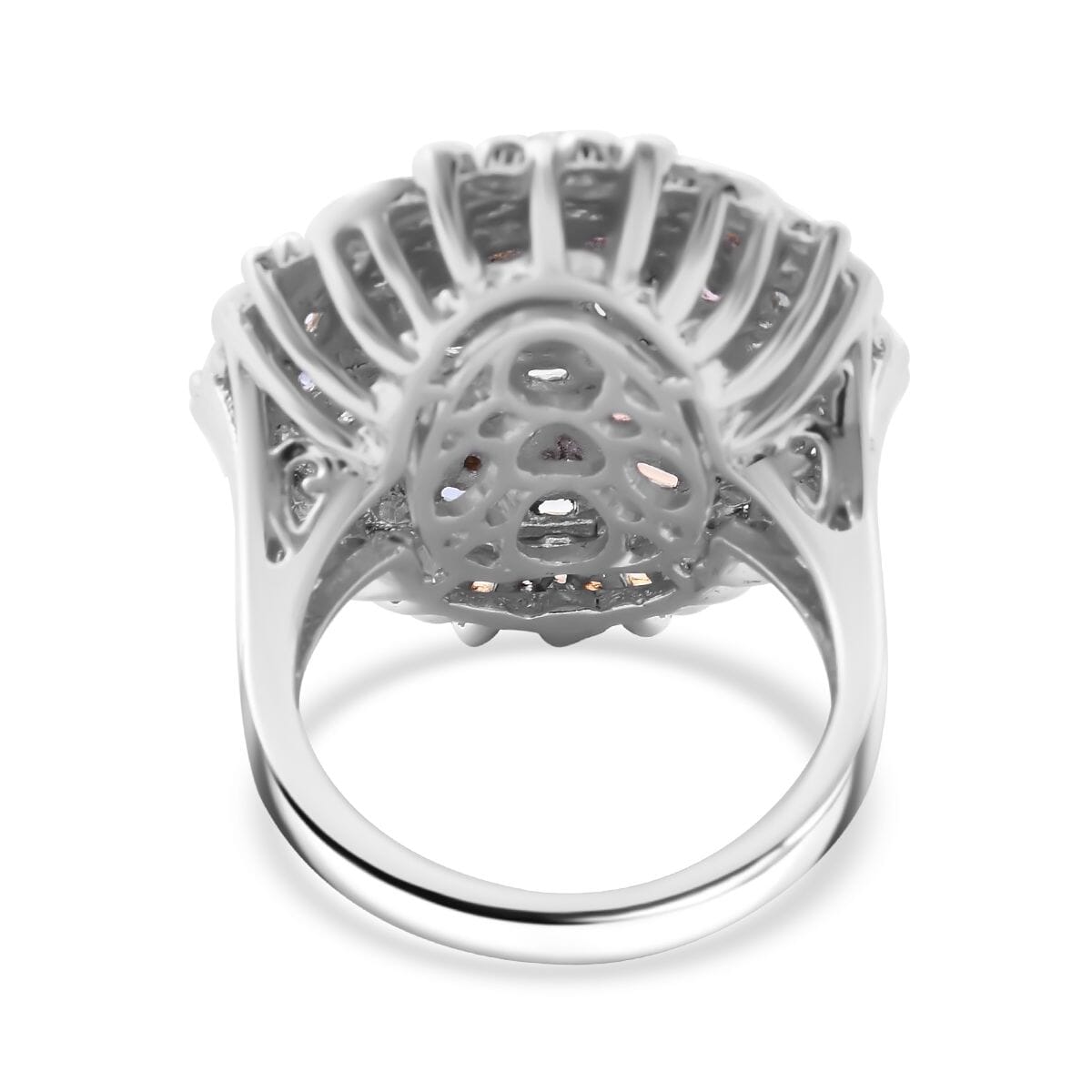 Multi Sapphire and White Zircon 4.15 ctw Prism Blossom Ring in 18K Vermeil YG and Rhodium Over Sterling Silver (Size 8.0) image number 5