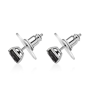 D'Joy Elite Shungite 1.10 ctw Solitaire Stud Earrings in Rhodium Over Sterling Silver