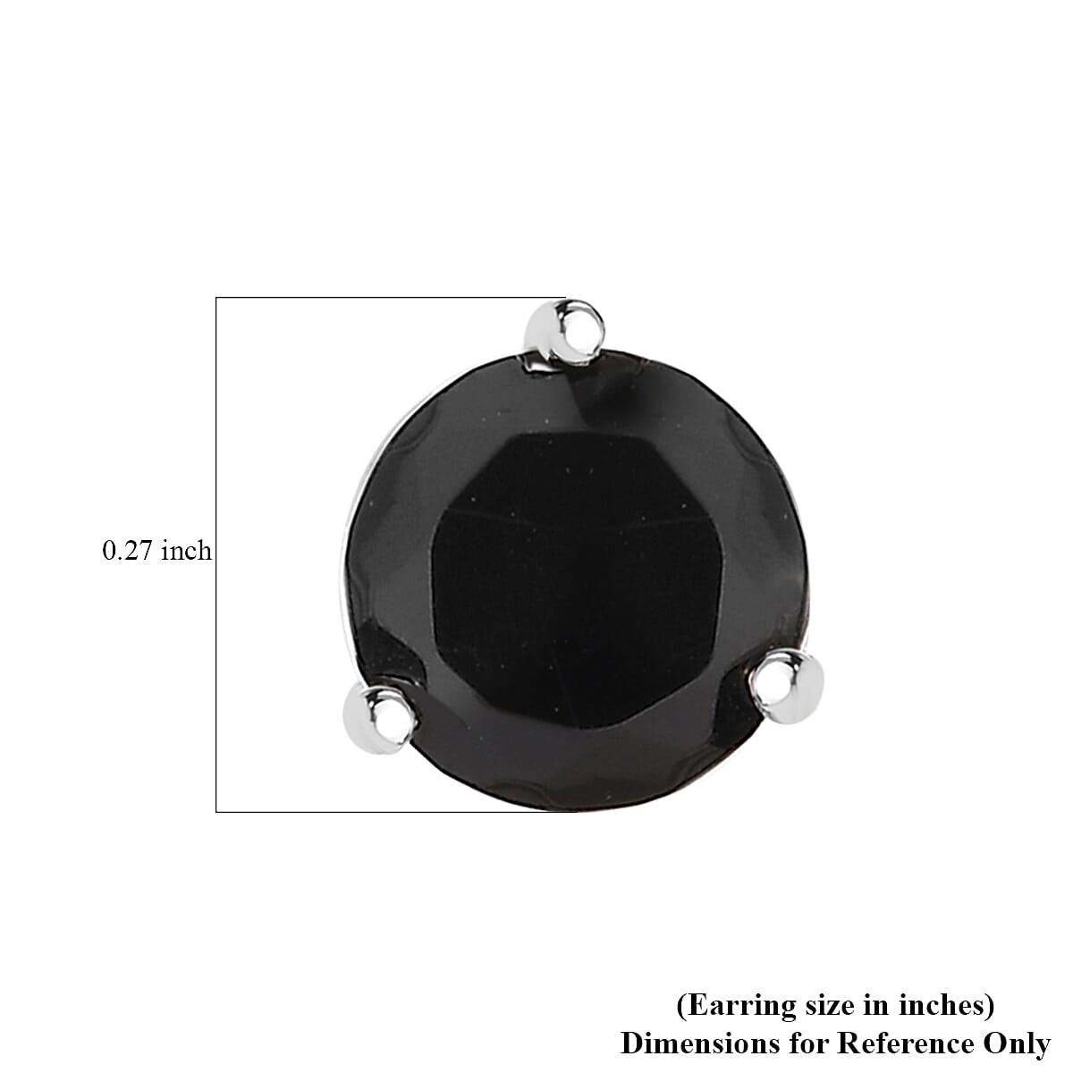 D'Joy Elite Shungite 1.10 ctw Solitaire Stud Earrings in Rhodium Over Sterling Silver image number 4