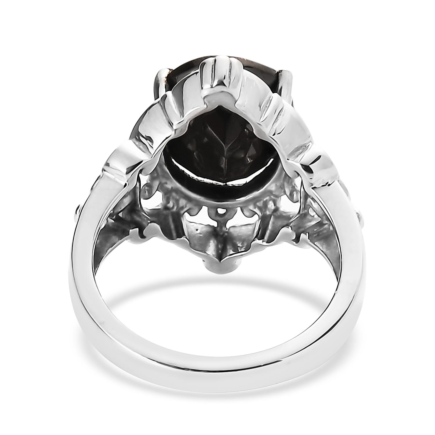 Elite Shungite and Mojave Blue Apatite 3.00 ctw Victorian Twilight Ring in Stainless Steel (Size 10.0)