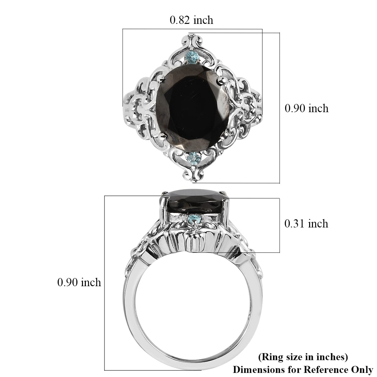 Elite Shungite and Mojave Blue Apatite 3.00 ctw Ring in Stainless Steel (Size 7.0) image number 5