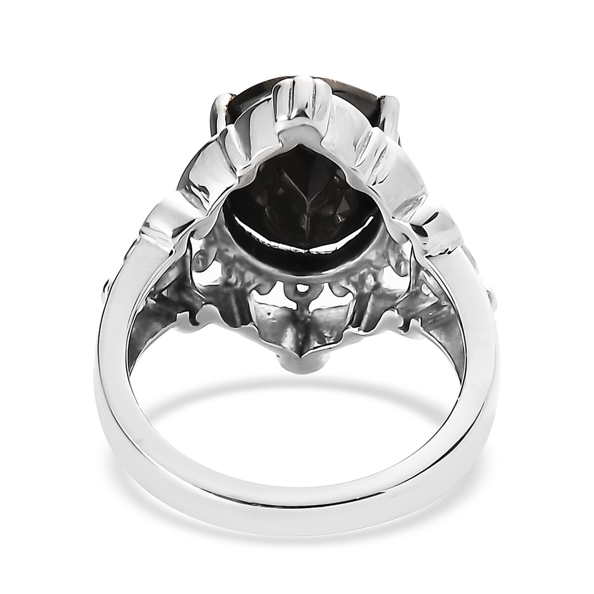 Elite Shungite and Mojave Blue Apatite 3.00 ctw Victorian Twilight Ring in Stainless Steel (Size 9.0) image number 4
