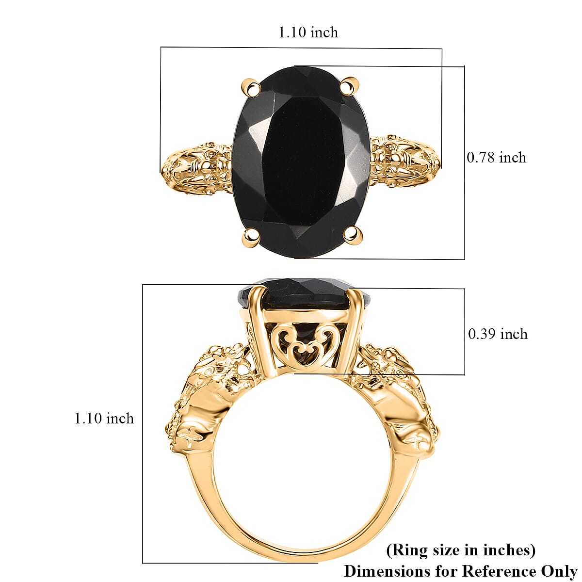 Karis Elite Shungite 6.90 ctw Dragon Ring in 18K YG Plated (Size 10.0)