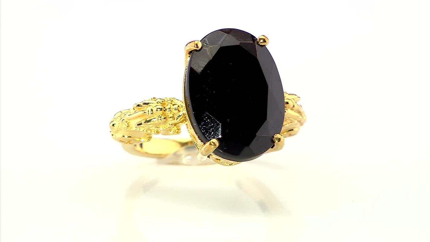 Karis Elite Shungite 6.90 ctw Solitaire Ring in 18K YG Plated (Size 10.0)