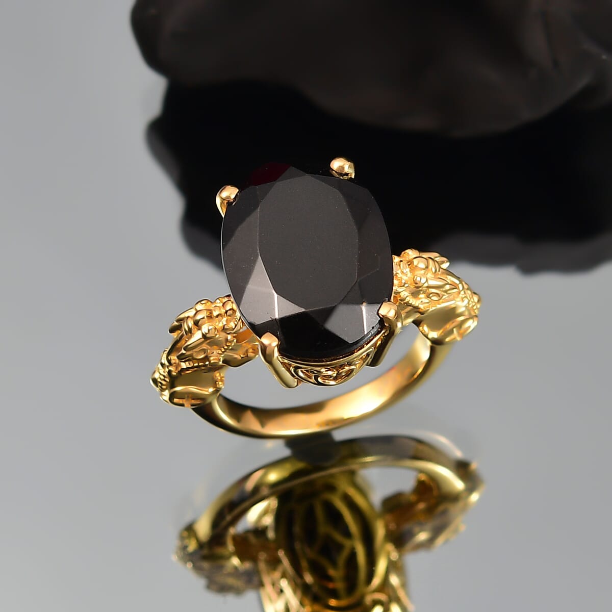 Karis Elite Shungite 6.90 ctw Solitaire Ring in 18K YG Plated (Size 9.0) image number 1