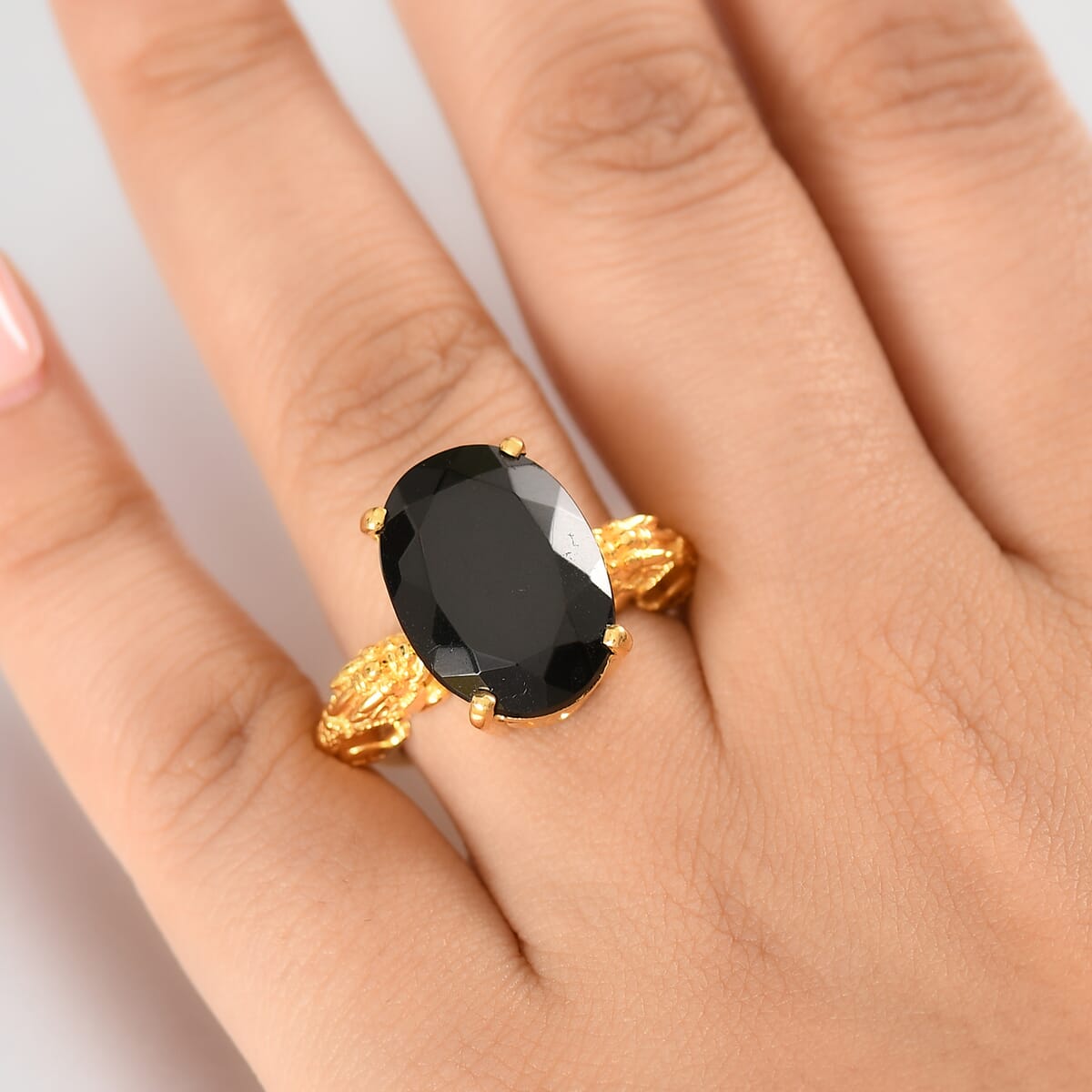 Karis Elite Shungite 6.90 ctw Solitaire Ring in 18K YG Plated (Size 9.0) image number 2