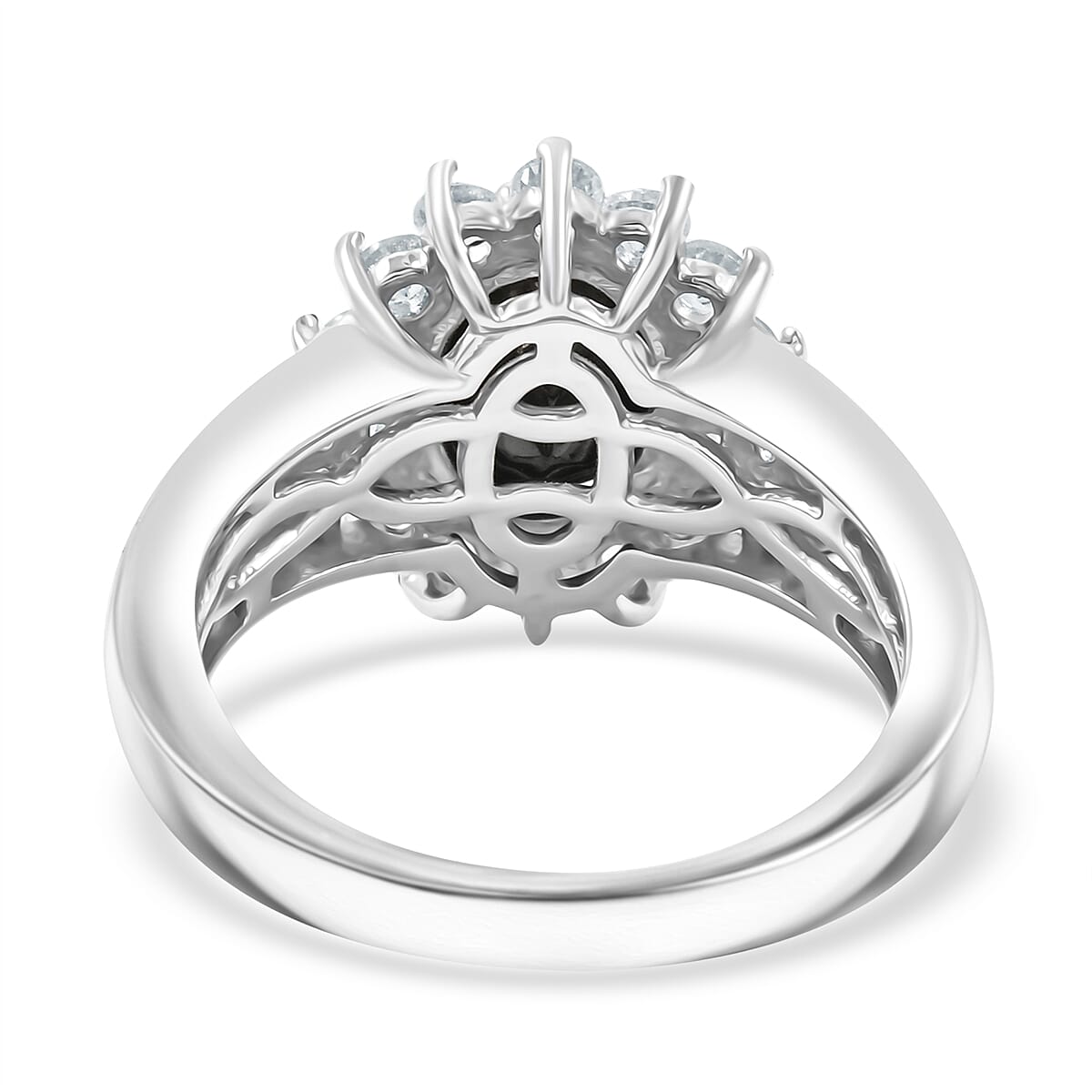 D'Joy Elite Shungite and White Zircon 2.00 ctw Regal Eclipse Ring in 18K Vermeil YG and Rhodium Over Sterling Silver (Size 10.0)