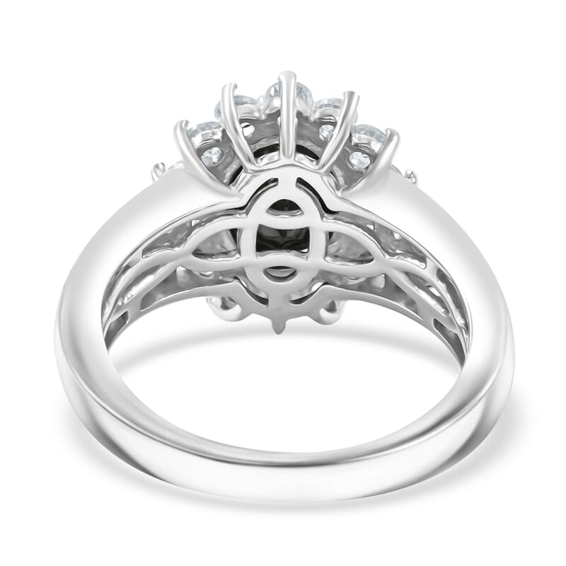 D'Joy Elite Shungite and White Zircon 2.00 ctw Regal Eclipse Ring in 18K Vermeil YG and Rhodium Over Sterling Silver (Size 10.0)