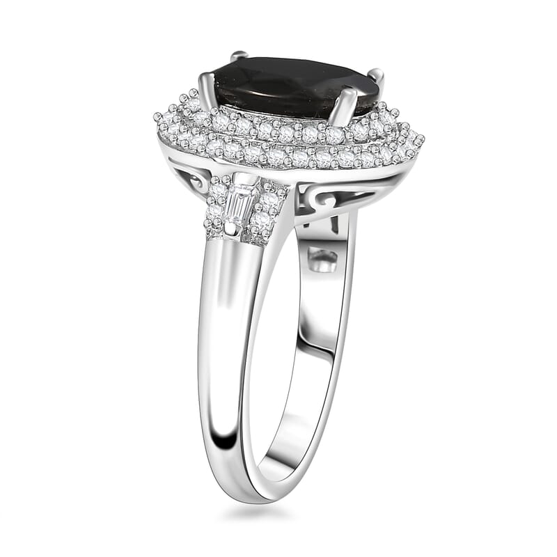 EverTrue Elite Shungite, White Zircon Ring in Platinum Bond 2.40 ctw (Size 10.0)