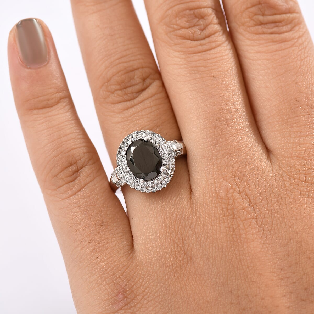 EverTrue Elite Shungite and White Zircon 2.40 ctw Ring in Platinum Bond (Size 6.0) image number 2