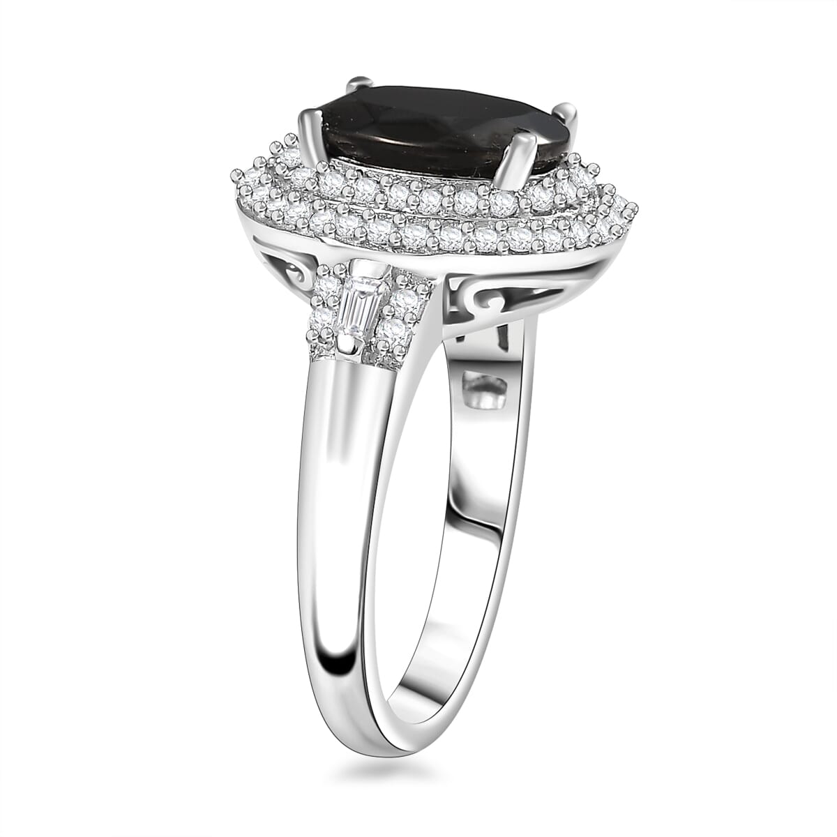 EverTrue Elite Shungite and White Zircon 2.40 ctw Ring in Platinum Bond (Size 6.0) image number 3