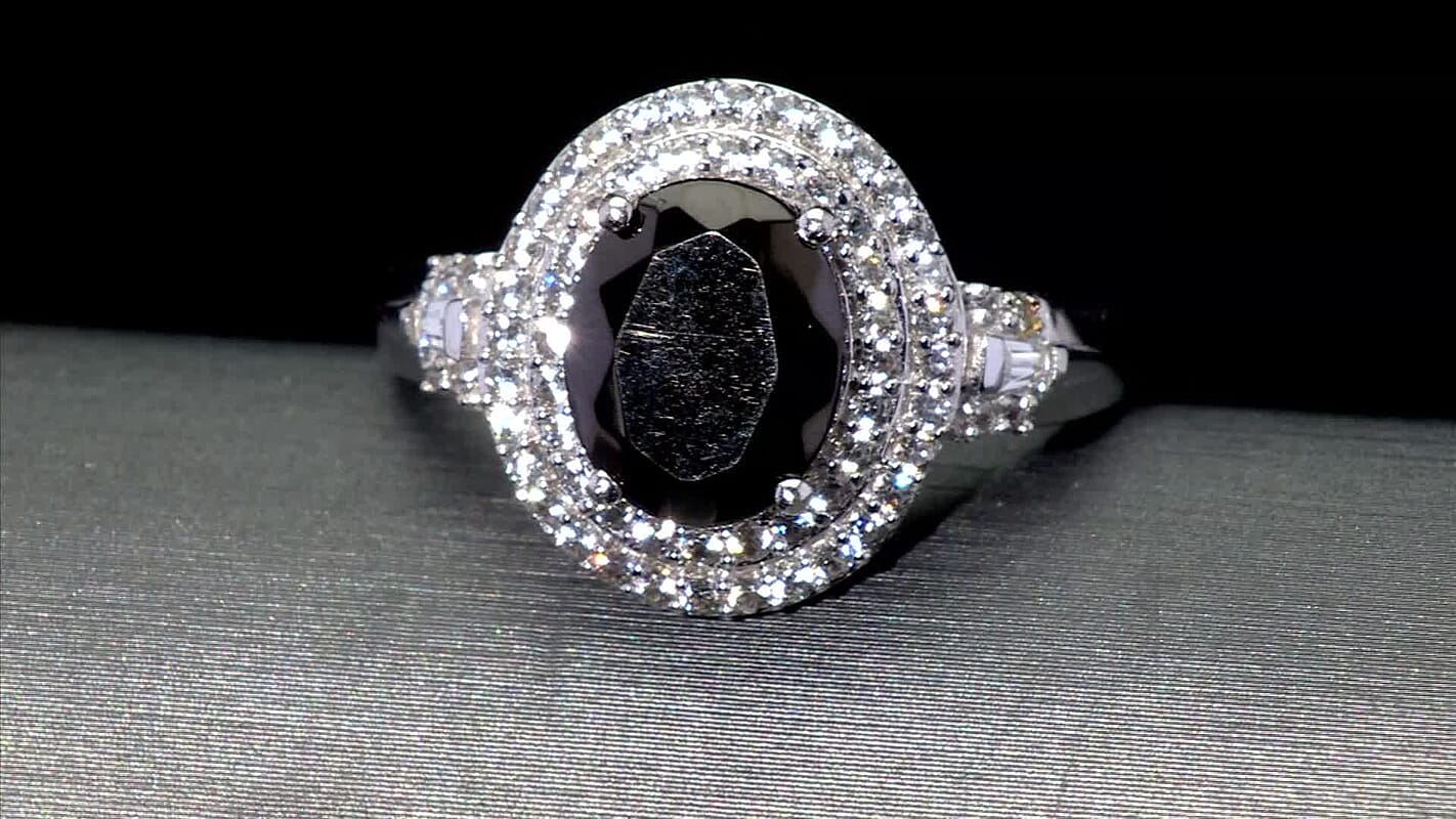 EverTrue Elite Shungite, White Zircon Ring in Platinum Bond (Size 10.0) 2.40 ctw