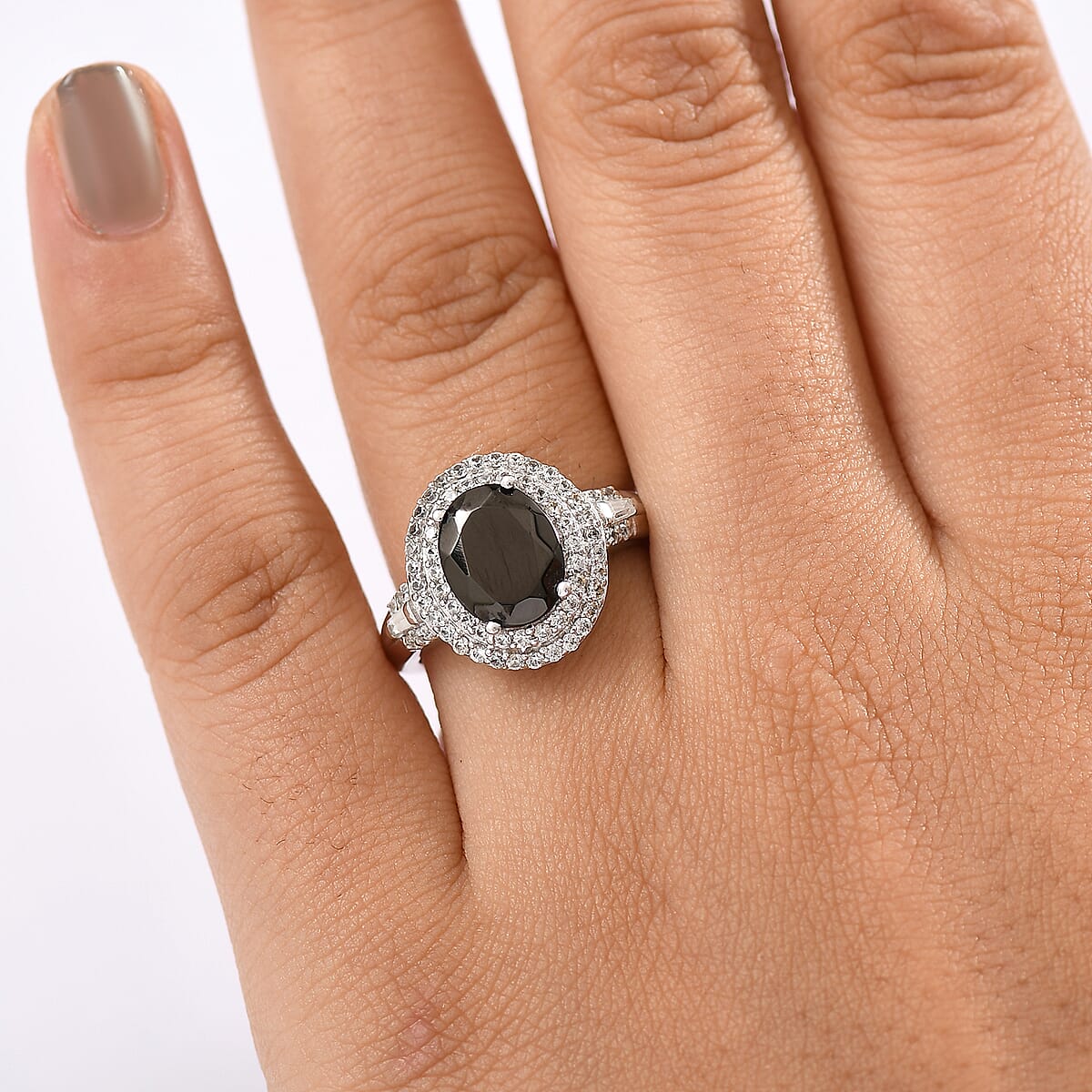 EverTrue Elite Shungite and White Zircon 2.40 ctw Ring in Platinum Bond (Size 9.0) image number 2