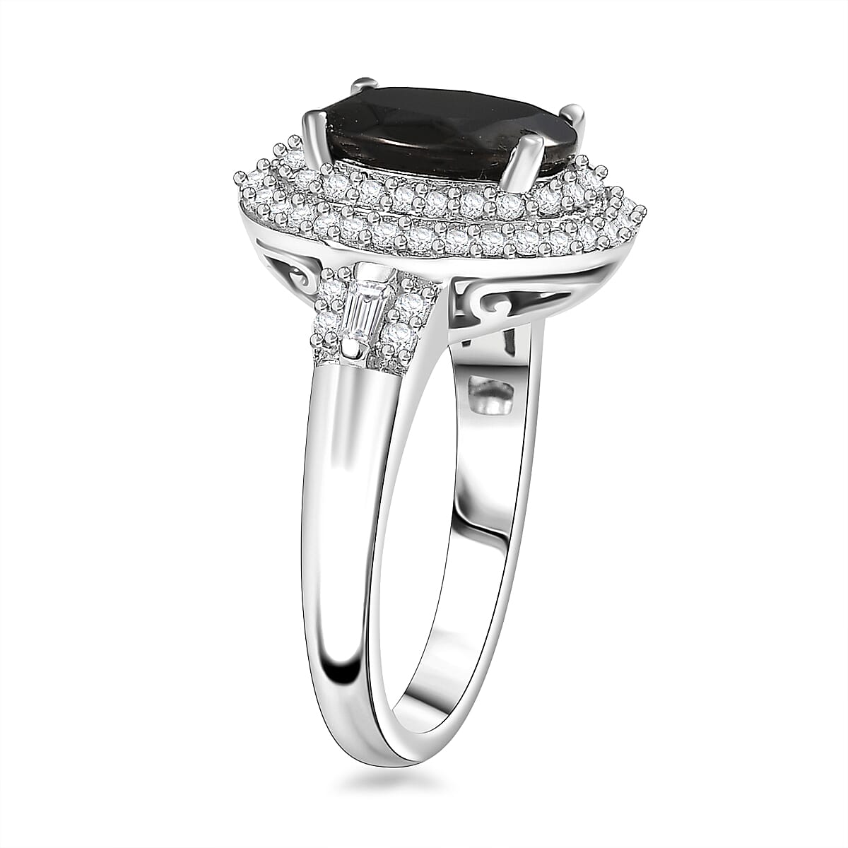 EverTrue Elite Shungite and White Zircon 2.40 ctw Ring in Platinum Bond (Size 9.0) image number 3