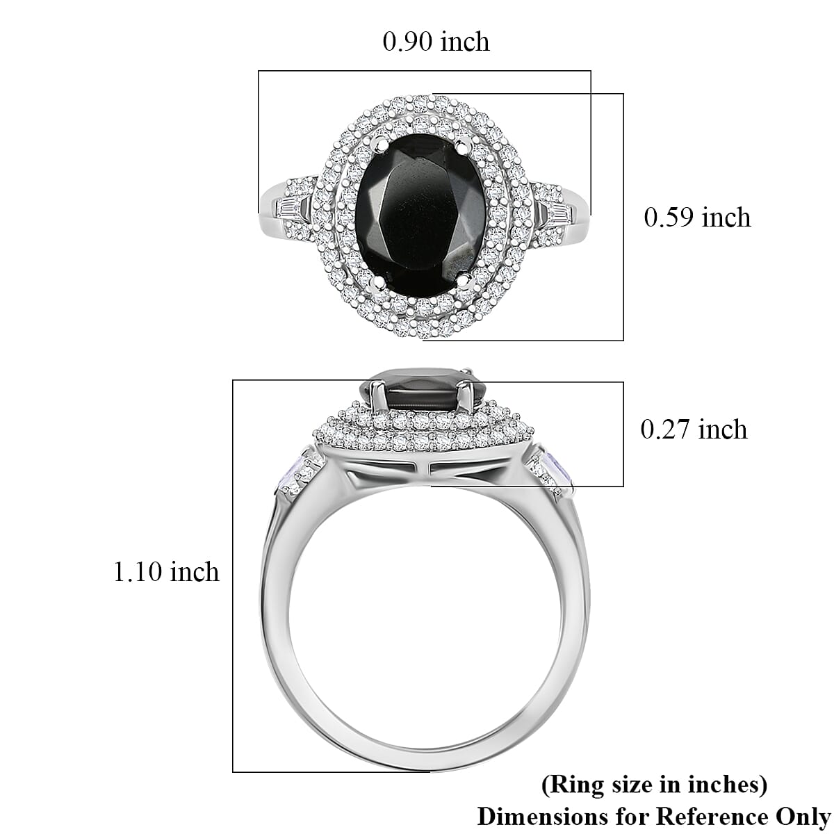EverTrue Elite Shungite and White Zircon 2.40 ctw Ring in Platinum Bond (Size 9.0) image number 5