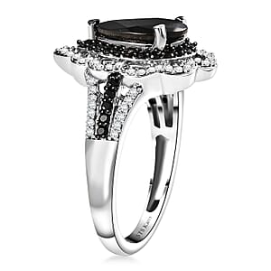 Karis Elite Shungite and Multi Gemstone 1.85 ctw Royal Crown Ring in Platinum Bond (Size 6.0)