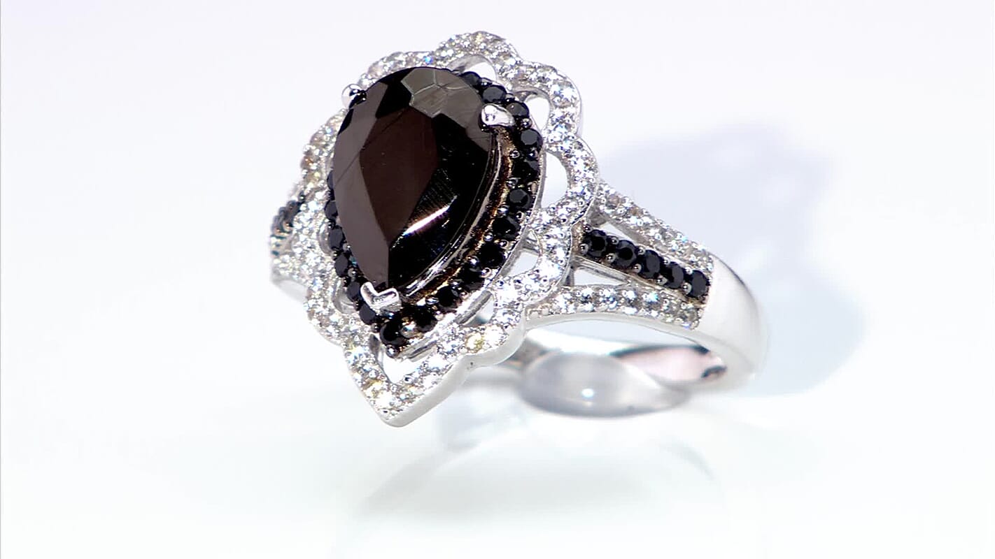 Elite Shungite and Multi Gemstone 1.85 ctw Ring in Platinum Bond (Size 10.0)