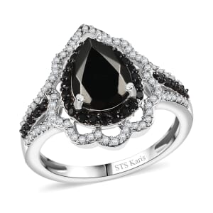 Karis Elite Shungite and Multi Gemstone 1.85 ctw Royal Crown Ring in Platinum Bond (Size 8.0)