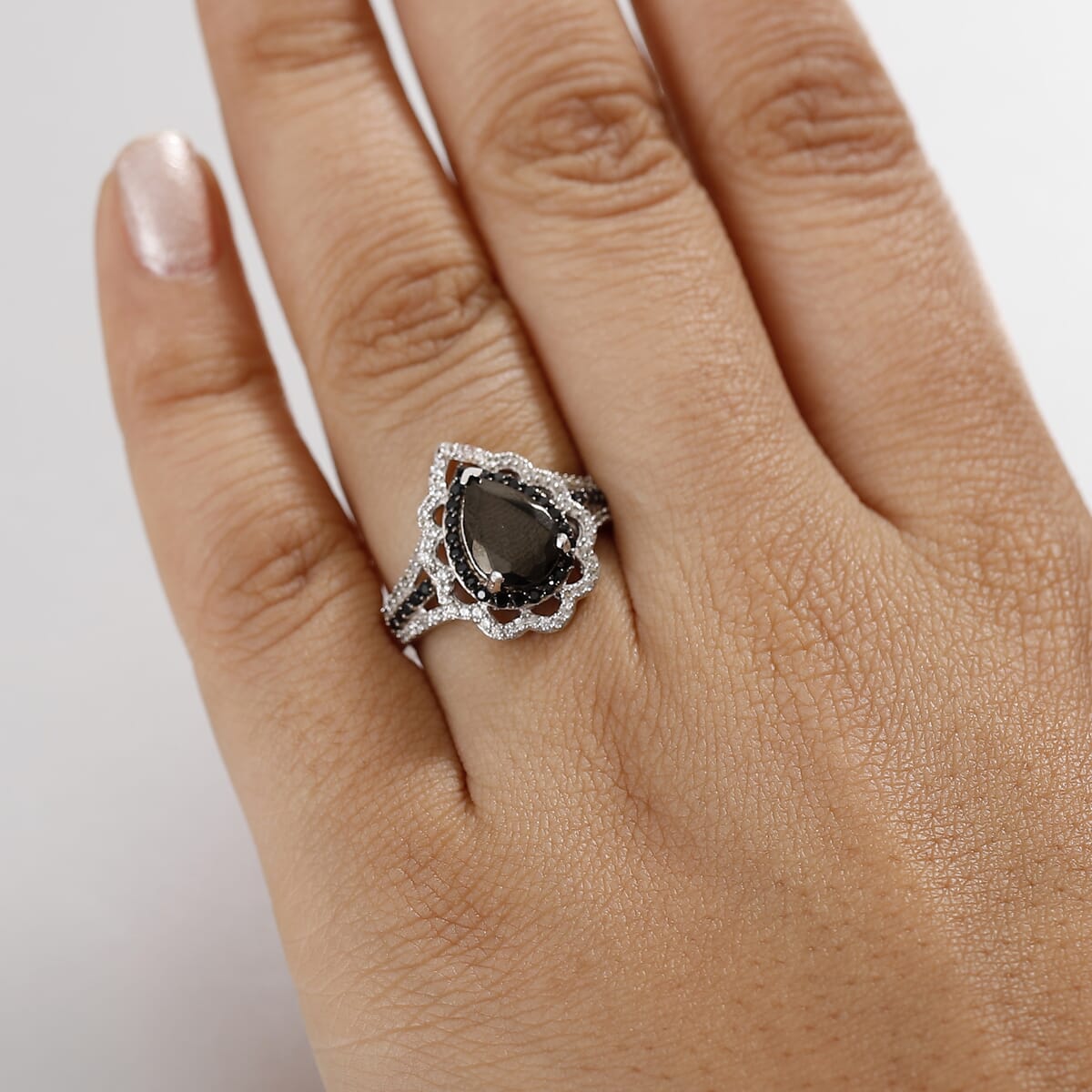Elite Shungite and Multi Gemstone 1.85 ctw Ring in Platinum Bond (Size 9.0) image number 2